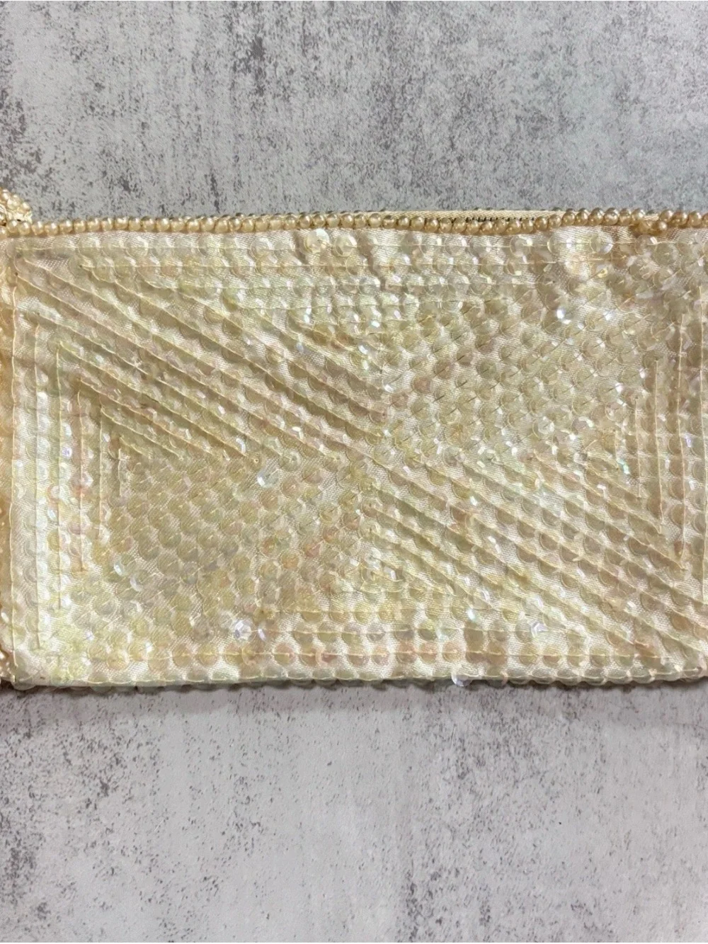 Vintage Pearl Evening Clutch La Regale 1950s Ivory Iridescent Sequin Beaded MCM - Picture 5 of 16